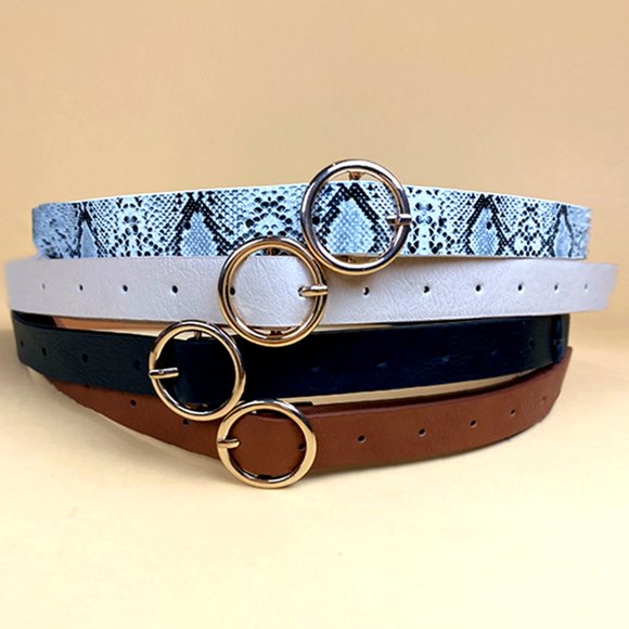 NEW Faux Leather Gold Ring Belt - Picture 2 of 4